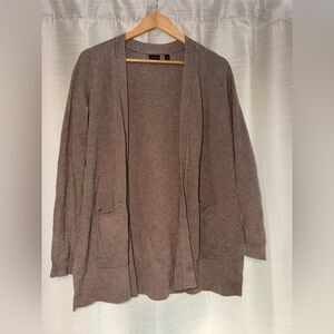 Cyrus Women’s Open-Front Taupe Knit Cardigan with Pockets size M
